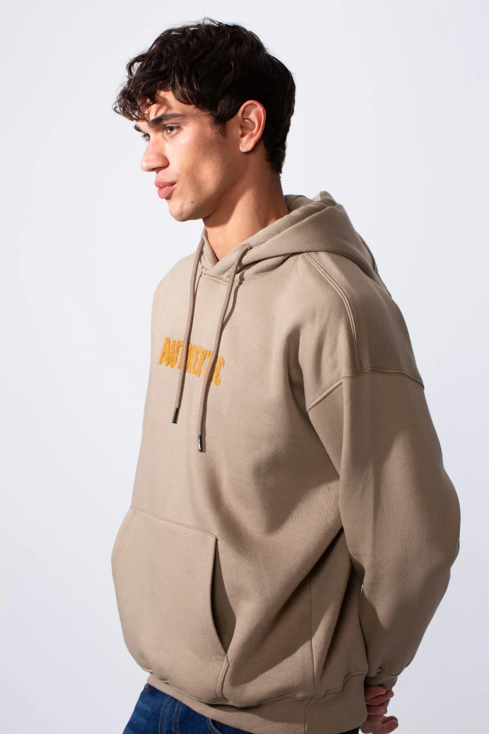 Men's Oversized Melton Printed Hood Sweatshirt - Image 4