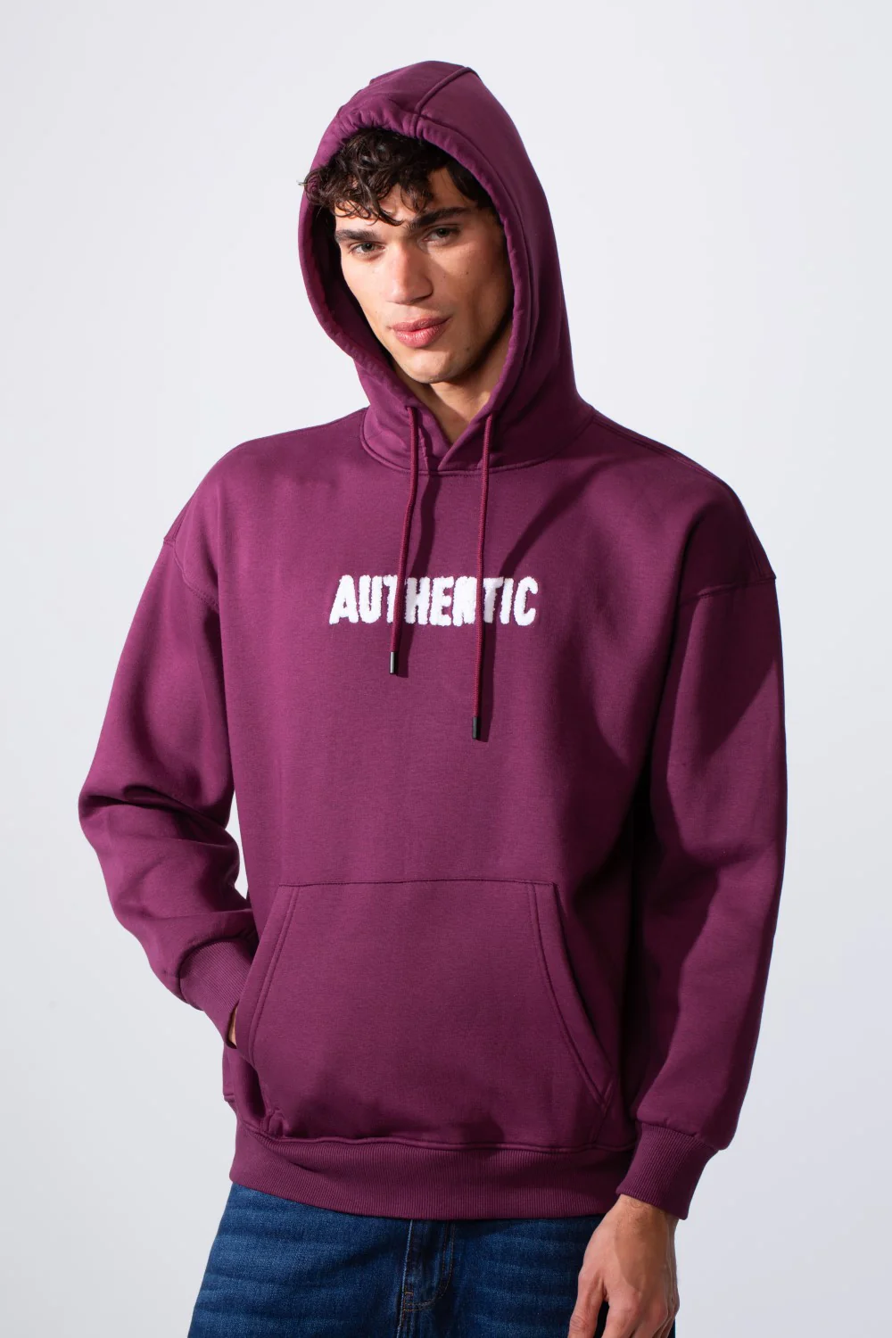 Men's Oversized Melton Printed Hood Sweatshirt - Image 9