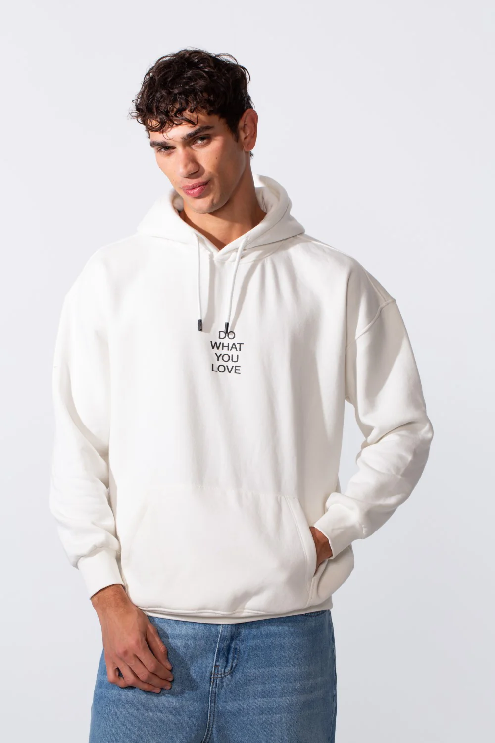 Men's Oversized Melton Text Print Everyday Hood Sweatshirt - Image 9