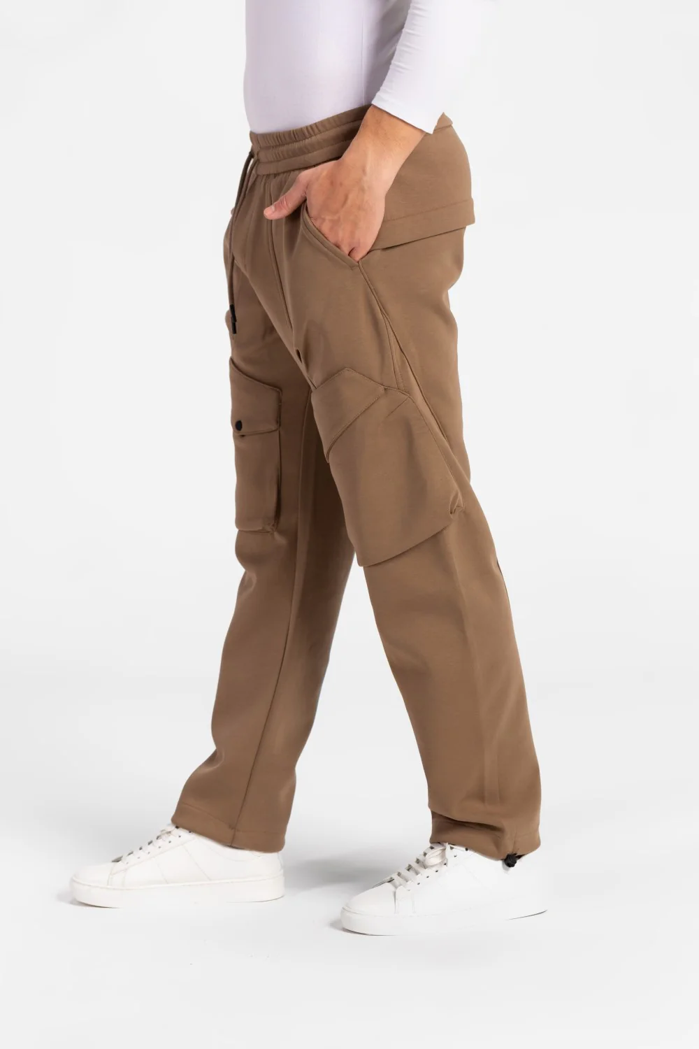 Men's Oversized Middle Drawstring Sweatpants With Front Pockets - Image 12