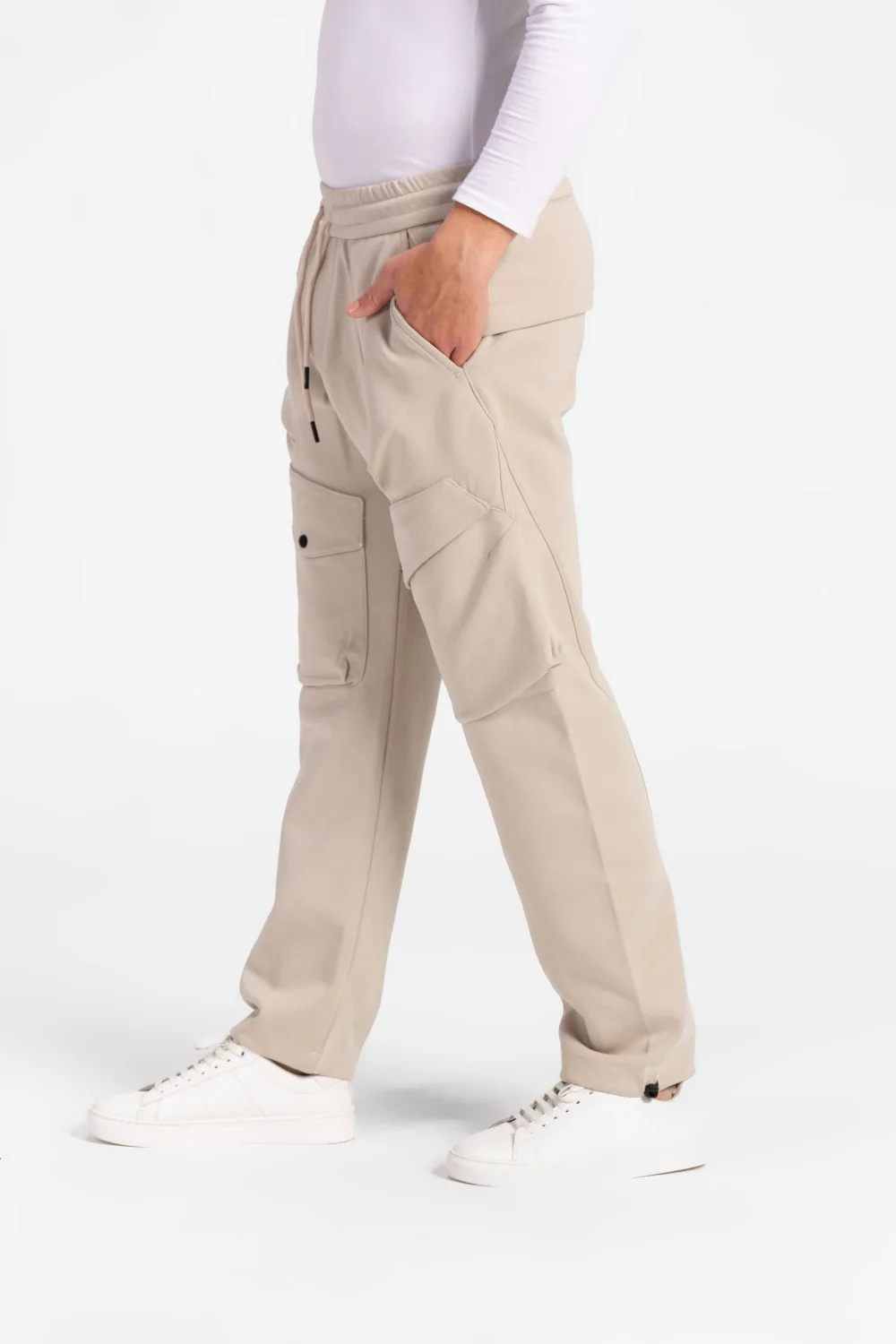 Men's Oversized Middle Drawstring Sweatpants With Front Pockets - Image 4