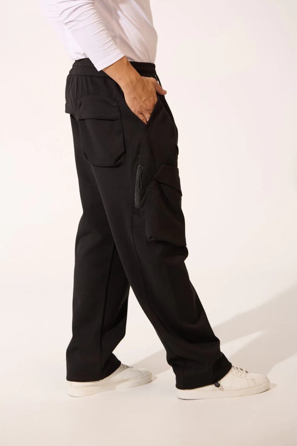 Men's Oversized Middle Drawstring Sweatpants With Front Pockets - Image 7