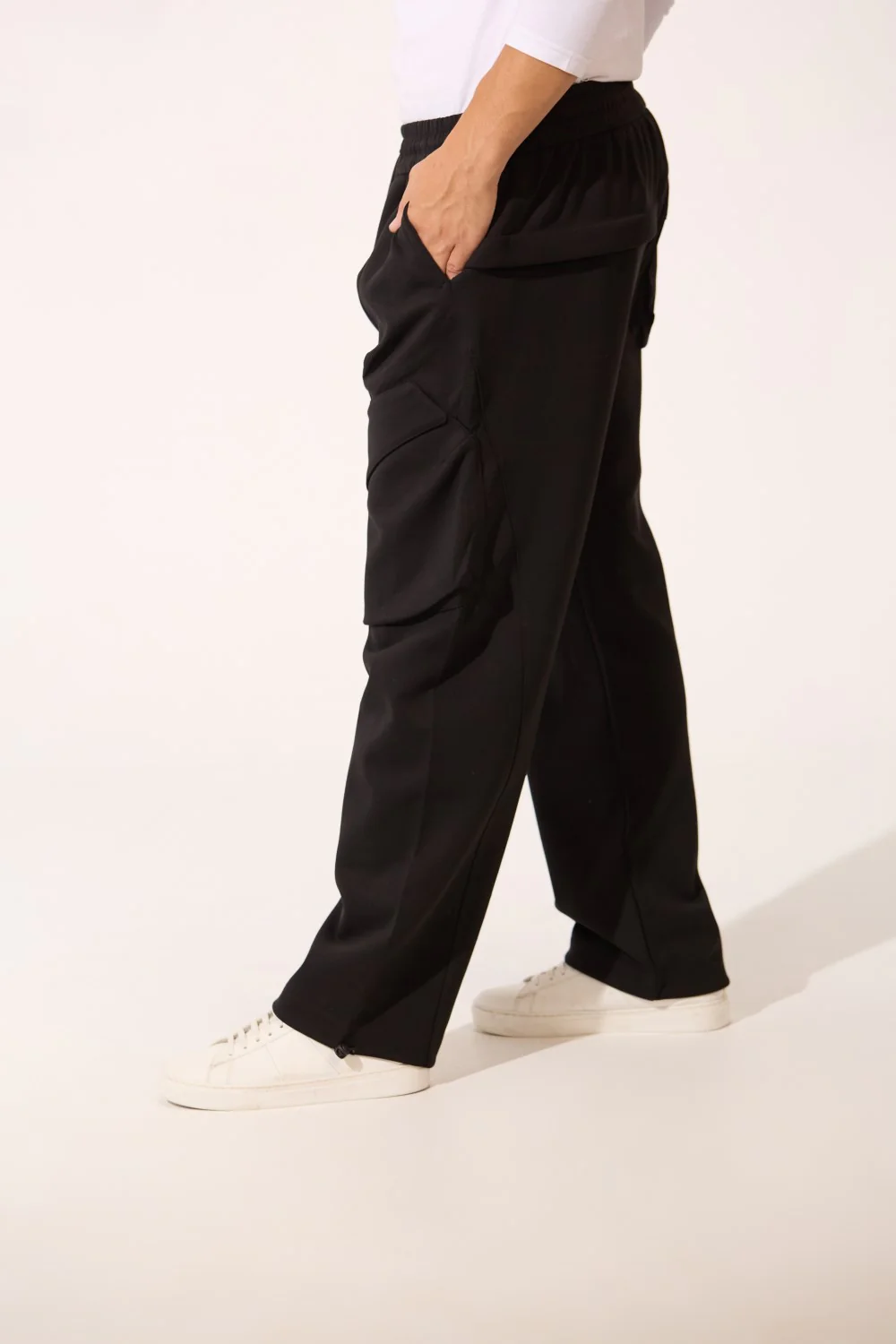 Men's Oversized Middle Drawstring Sweatpants With Front Pockets - Image 8