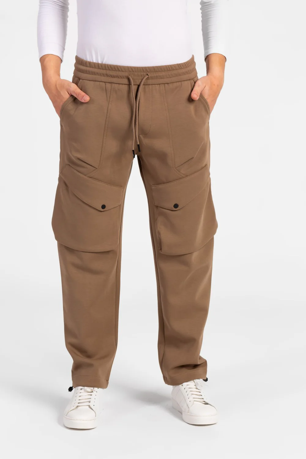 Men's Oversized Middle Drawstring Sweatpants With Front Pockets - Image 9