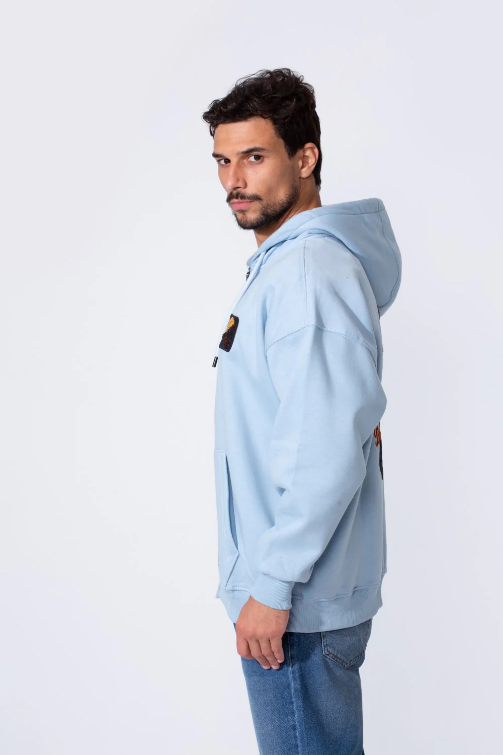 Men's Oversized Milton Zip-Up Sweatshirt With Back Print And Hood - Image 3