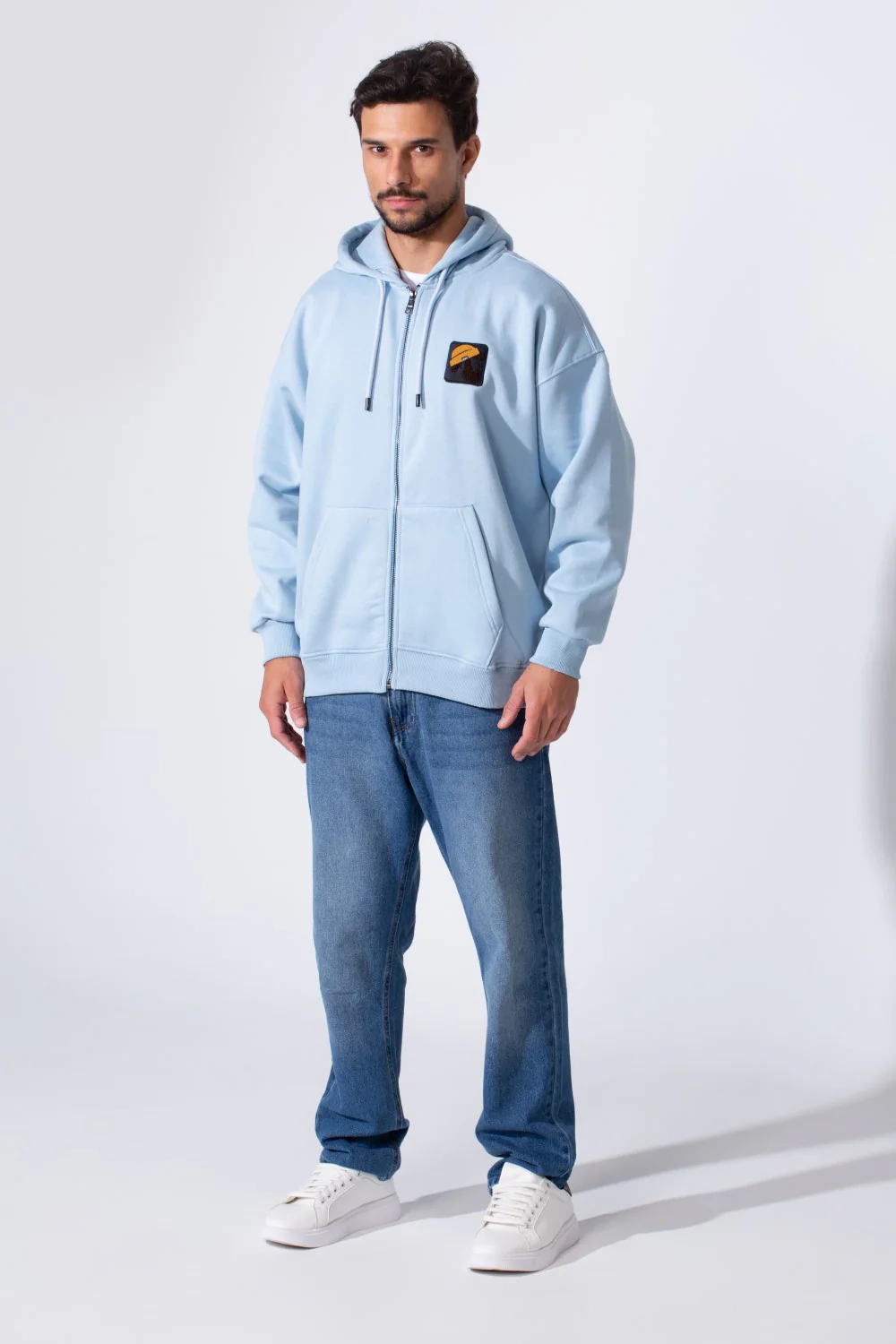 Men's Oversized Milton Zip-Up Sweatshirt With Back Print And Hood - Image 4