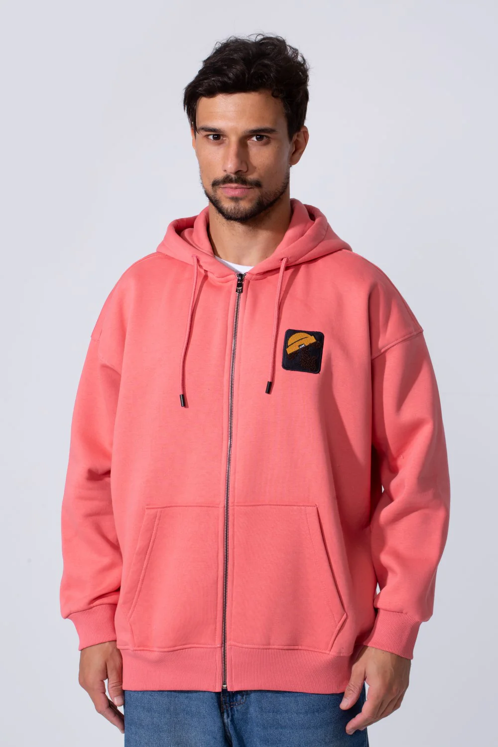 Men's Oversized Milton Zip-Up Sweatshirt With Back Print And Hood - Image 5