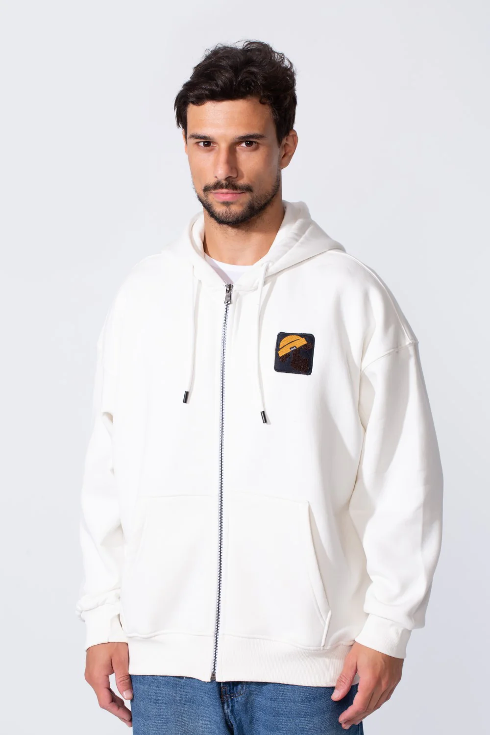 Men's Oversized Milton Zip-Up Sweatshirt With Back Print And Hood - Image 9