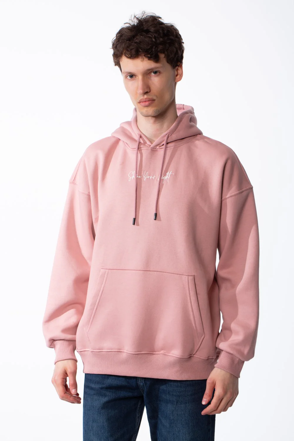 Men's Oversized Paneled Hood Back Bold Artistic Graphic Script Detail Typographic Ribbed Cuffs And Hem Sweatshirt - Image 9