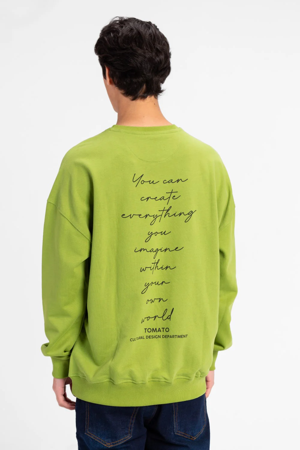 Men's Oversized Round Neck Back Text Print Sweatshirt - Image 10