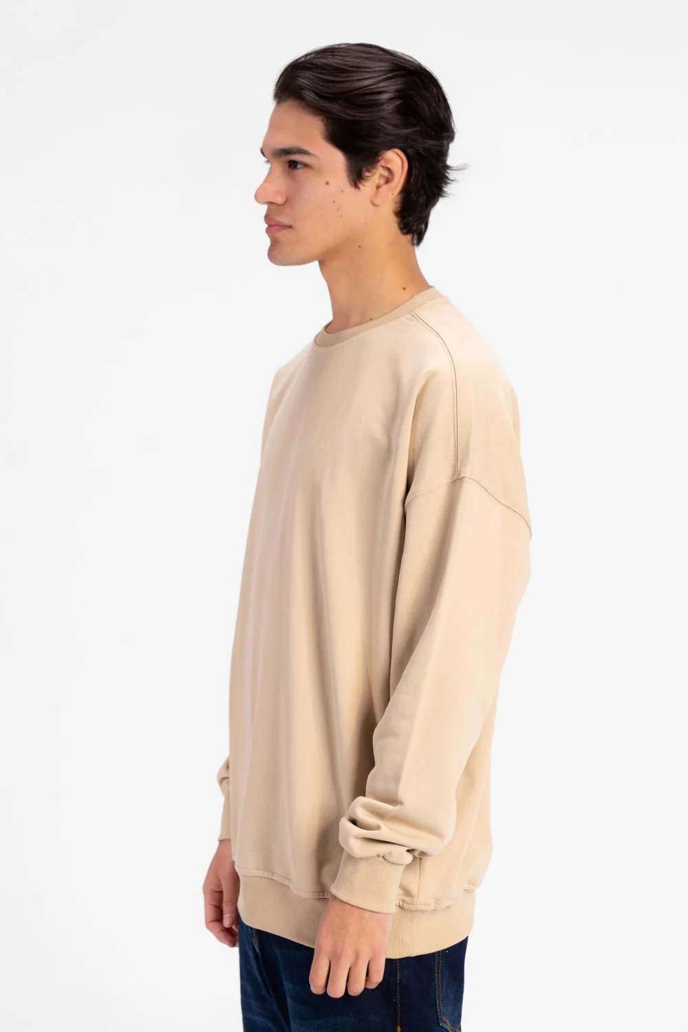 Men's Oversized Round Neck Back Text Print Sweatshirt - Image 3