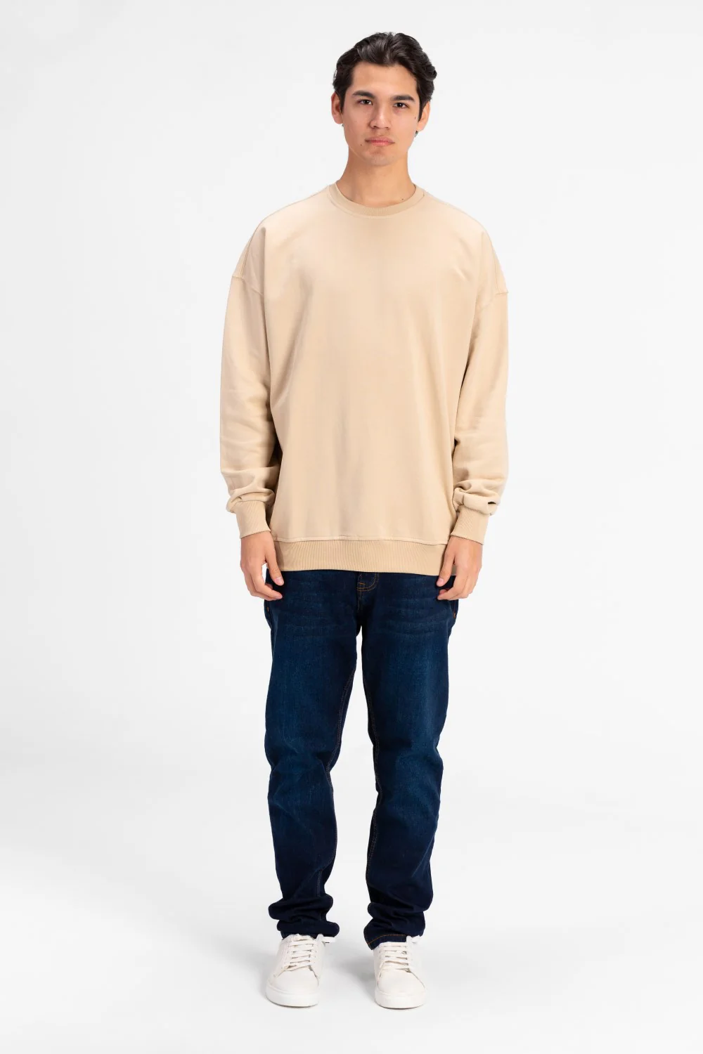 Men's Oversized Round Neck Back Text Print Sweatshirt - Image 4