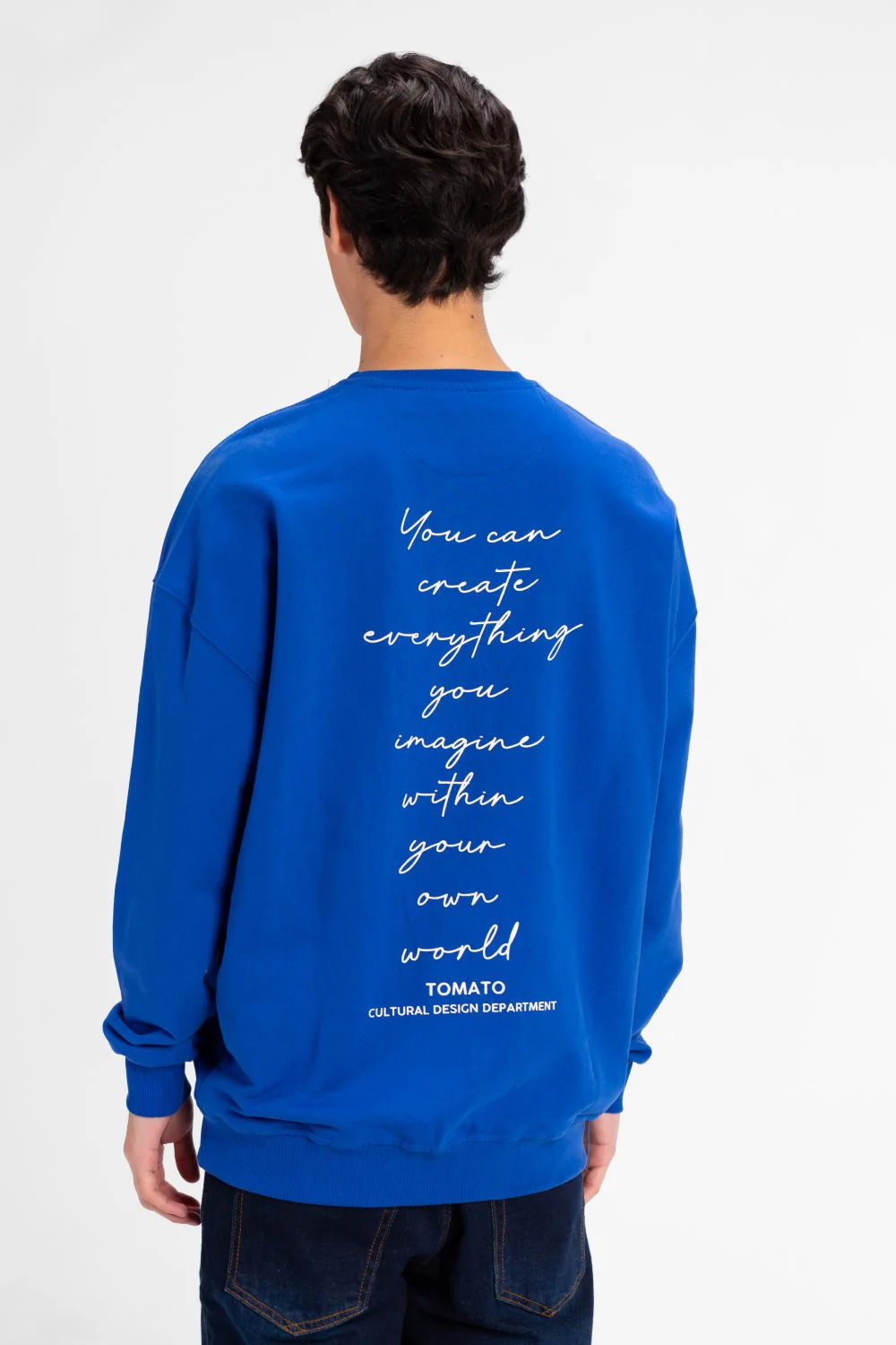Men's Oversized Round Neck Back Text Print Sweatshirt - Image 6