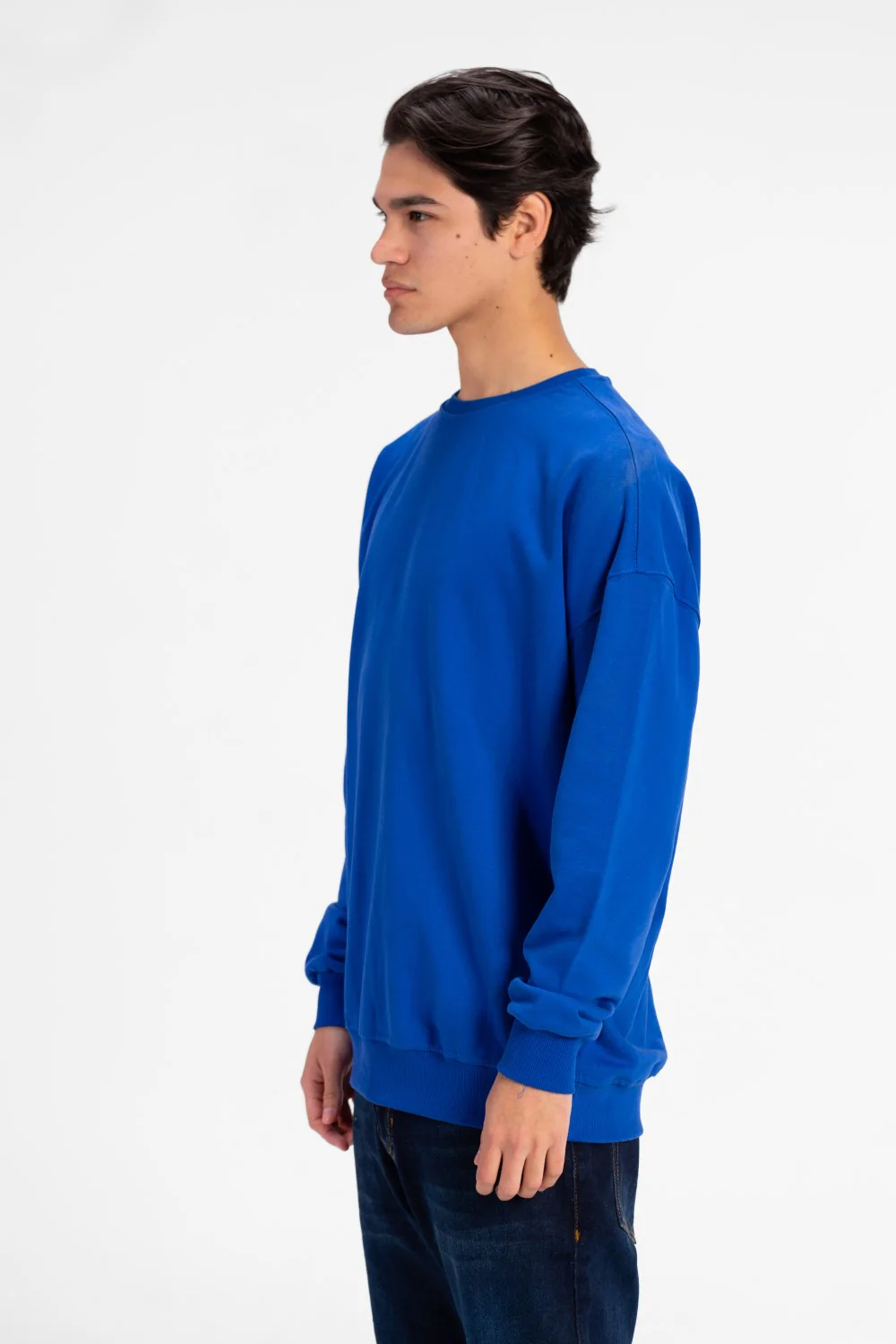 Men's Oversized Round Neck Back Text Print Sweatshirt - Image 7