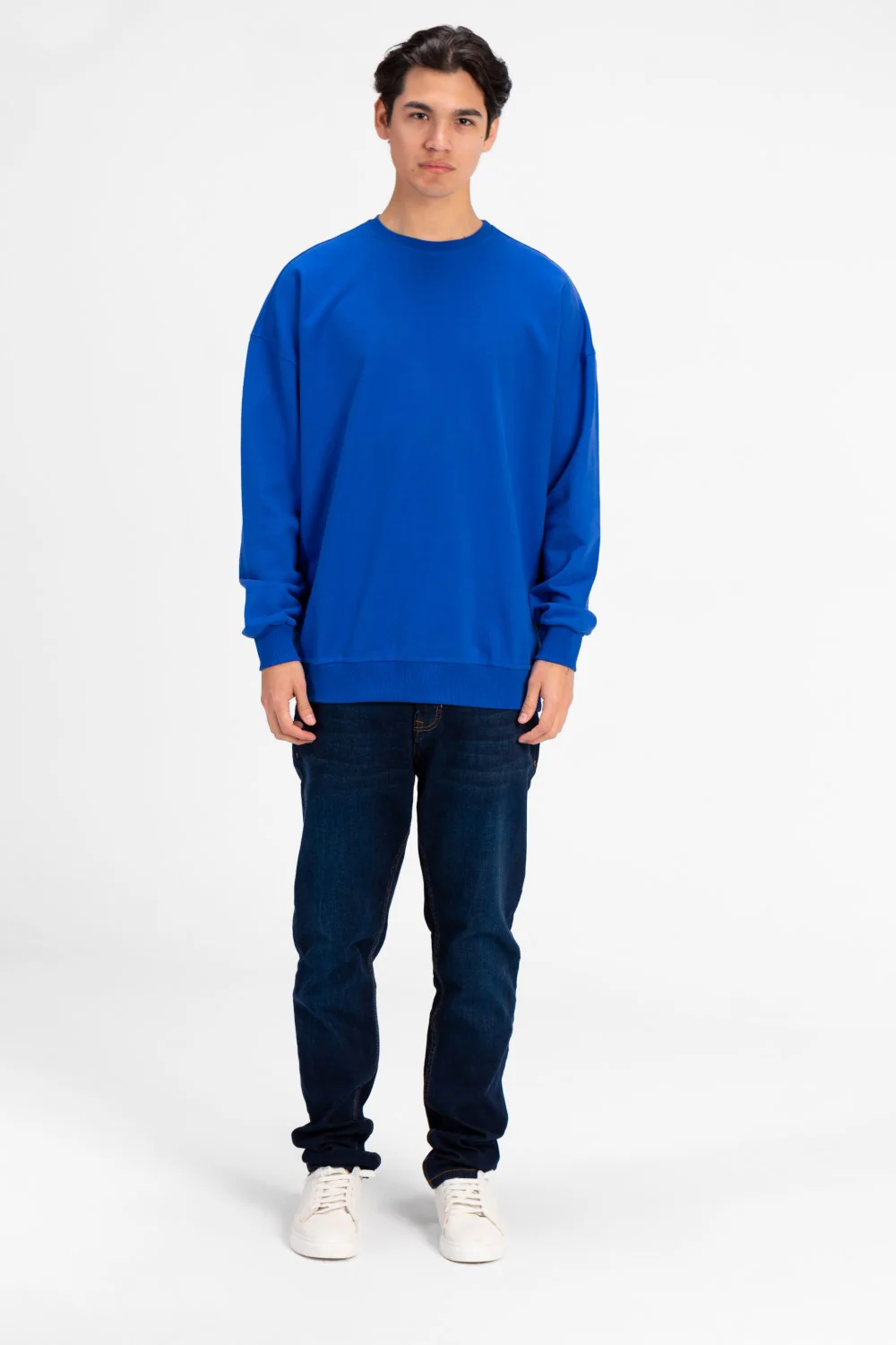 Men's Oversized Round Neck Back Text Print Sweatshirt - Image 8