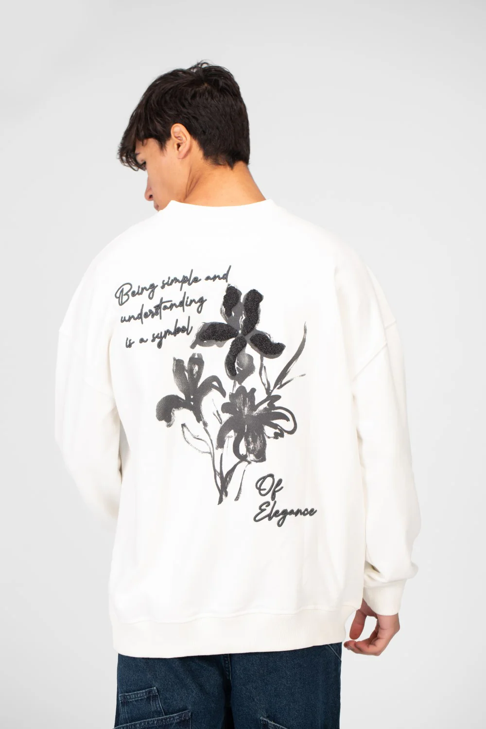 Men's Oversized Round Neck Printed Sweatshirt - Image 10