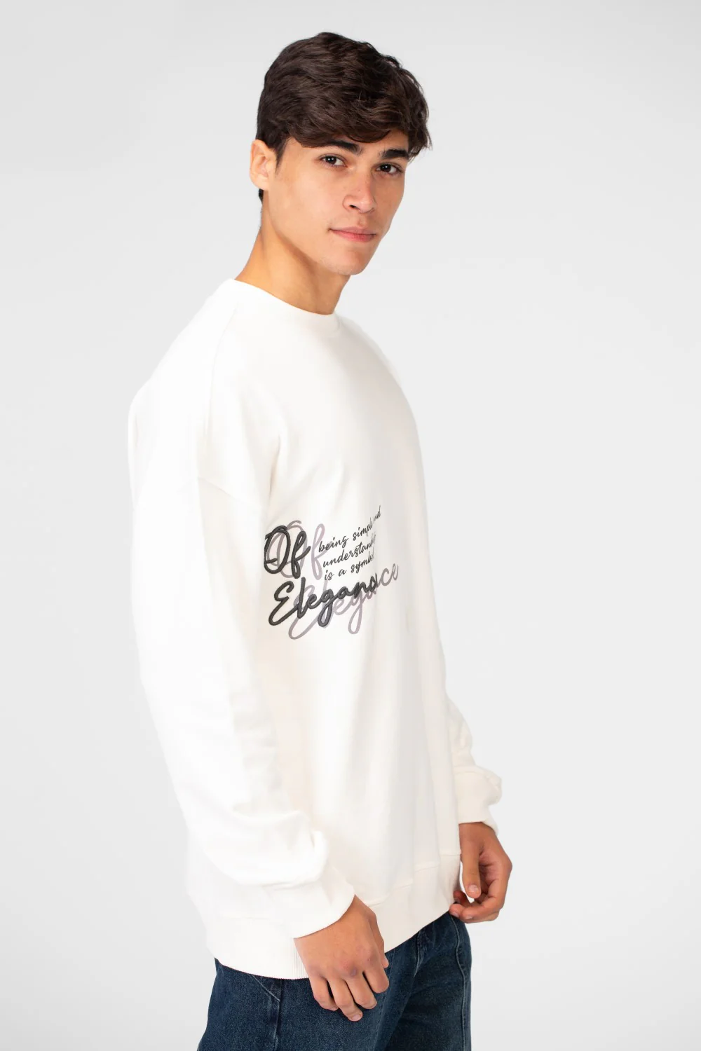Men's Oversized Round Neck Printed Sweatshirt - Image 11