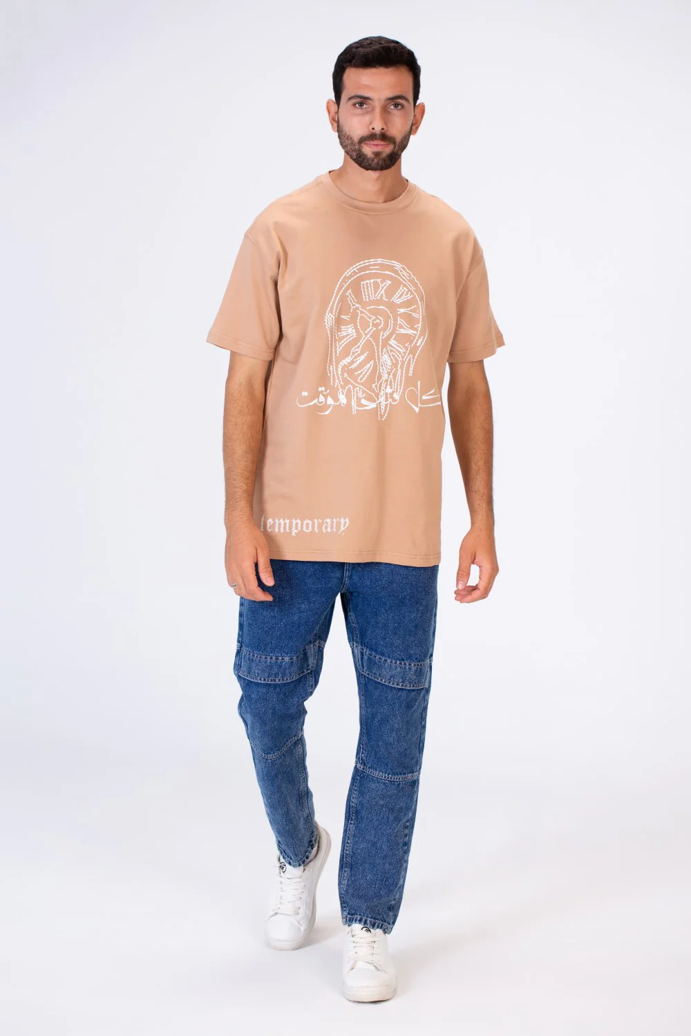 Men's Oversized Round Neck T-shirt Printed On The Front And Back - Image 3