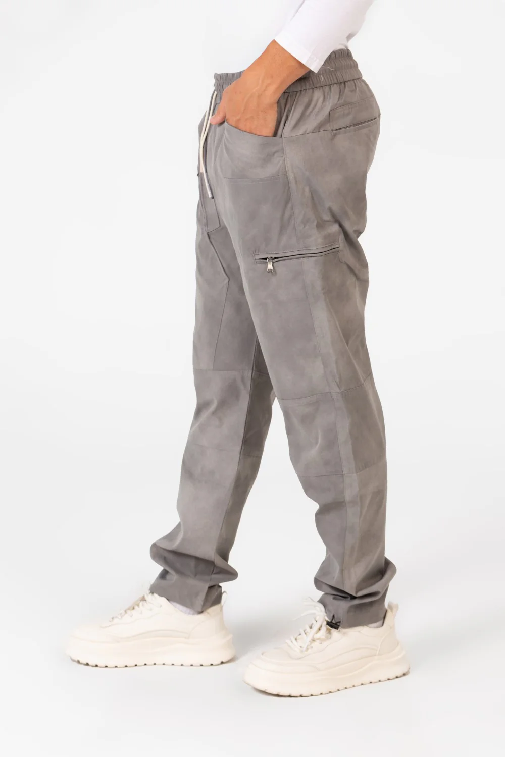 Men's Oversized Sweatpants With Elastic Waistband And Modern Zipper Pockets - Image 12