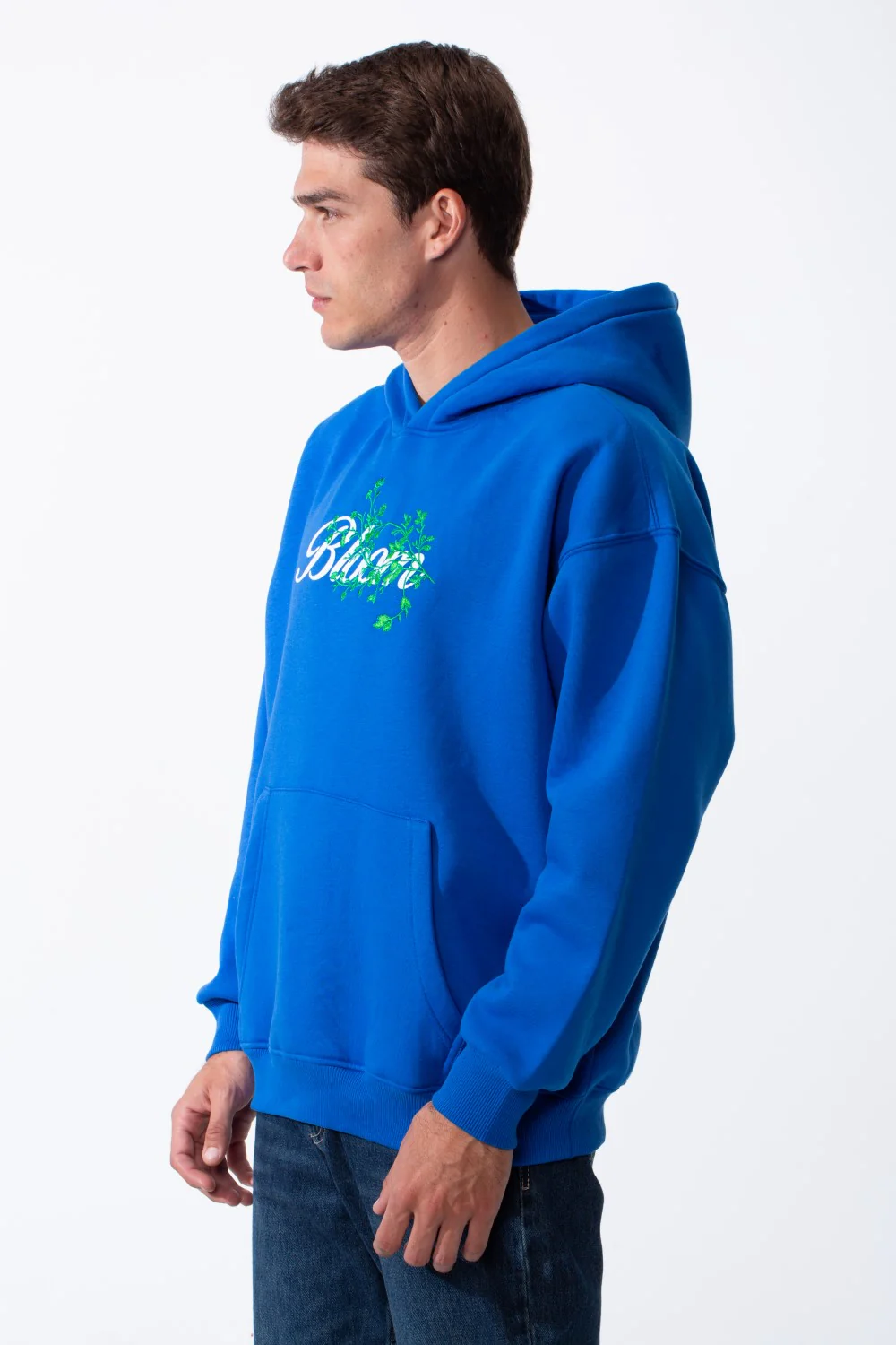 Men's Oversized Urban Design Hooded Neck Long Sleeves Kangaroo Pocket Bold Graphic Print Relaxed Fit Melton Sweatshirt - Image 8