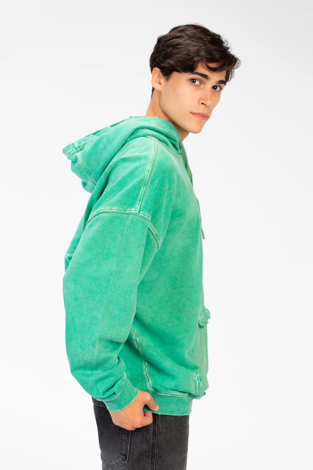 Men's Oversized Washed Hoodie Sweatshirt With Front Pocket - Image 11
