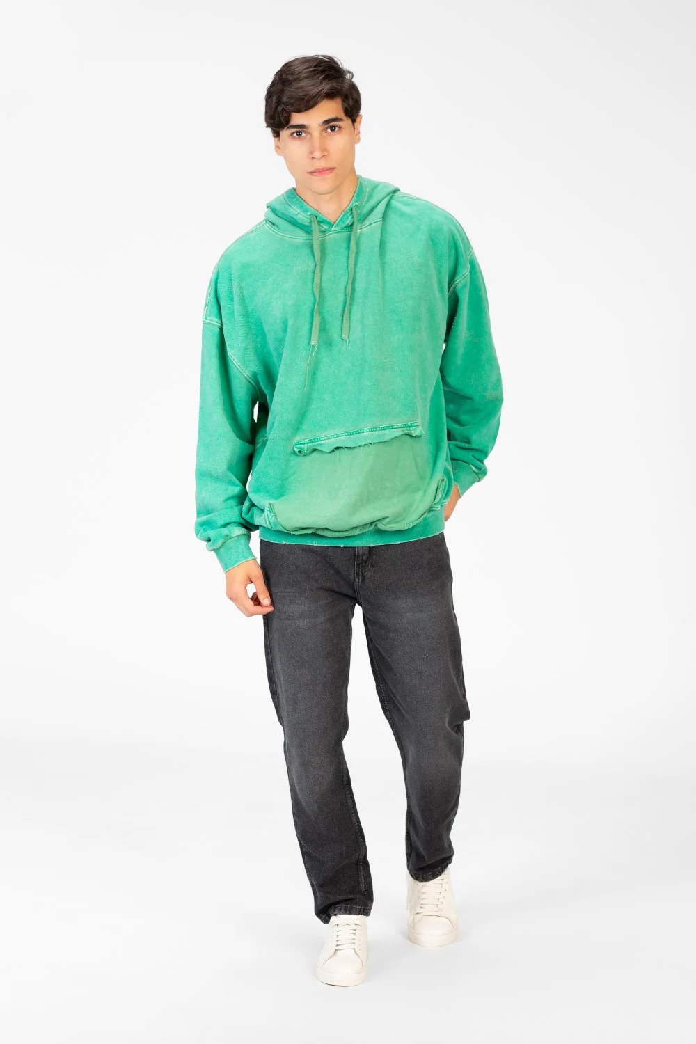 Men's Oversized Washed Hoodie Sweatshirt With Front Pocket - Image 12