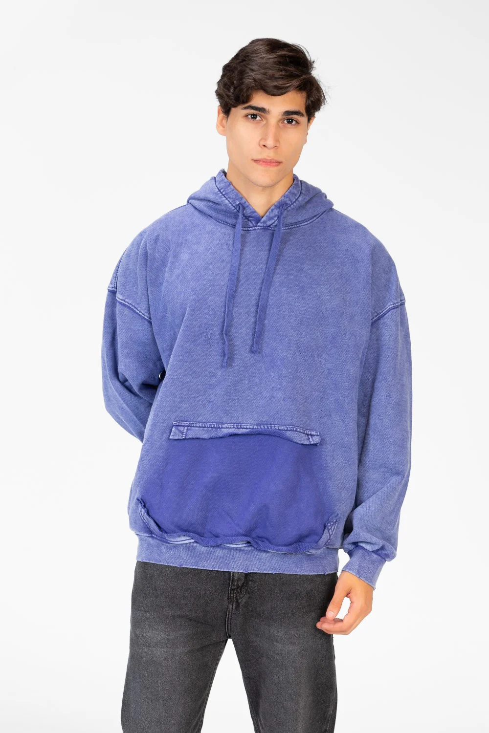 Men's Oversized Washed Hoodie Sweatshirt With Front Pocket - Image 5