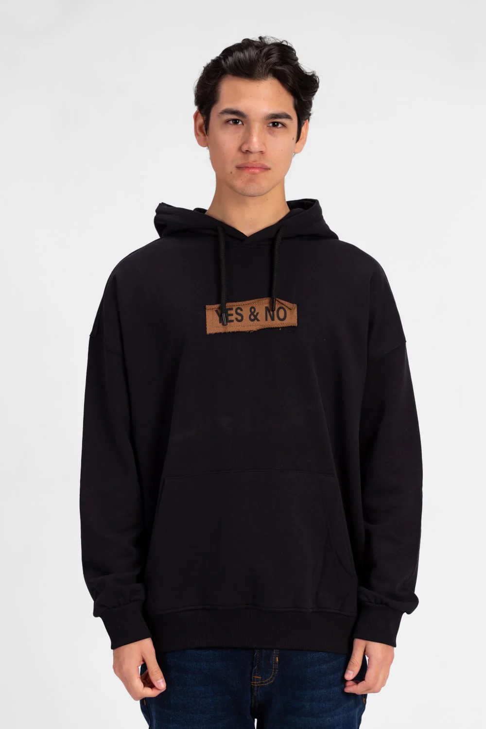 Men's Oversized Yes and No Print Hoodie Sweatshirt
