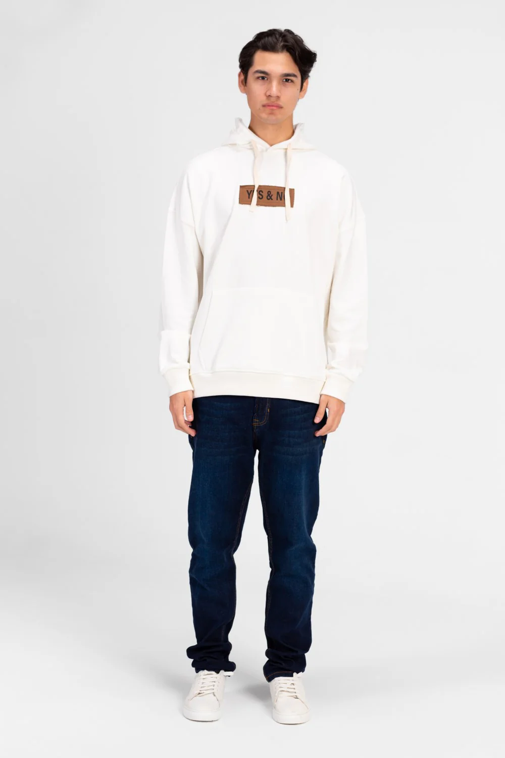 Men's Oversized Yes and No Print Hoodie Sweatshirt - Image 12