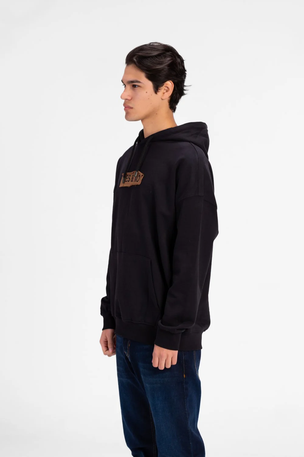 Men's Oversized Yes and No Print Hoodie Sweatshirt - Image 3