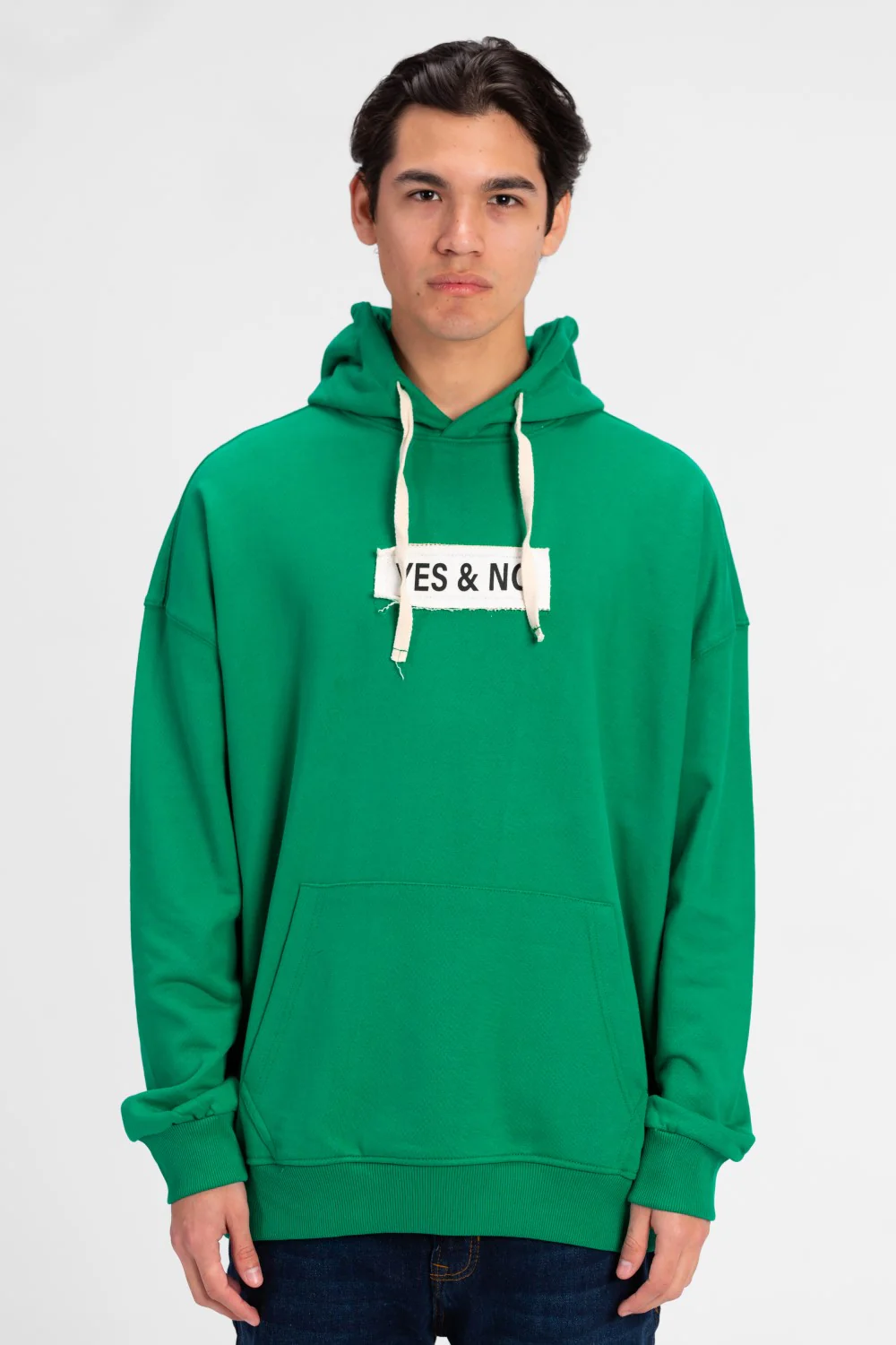 Men's Oversized Yes and No Print Hoodie Sweatshirt - Image 5