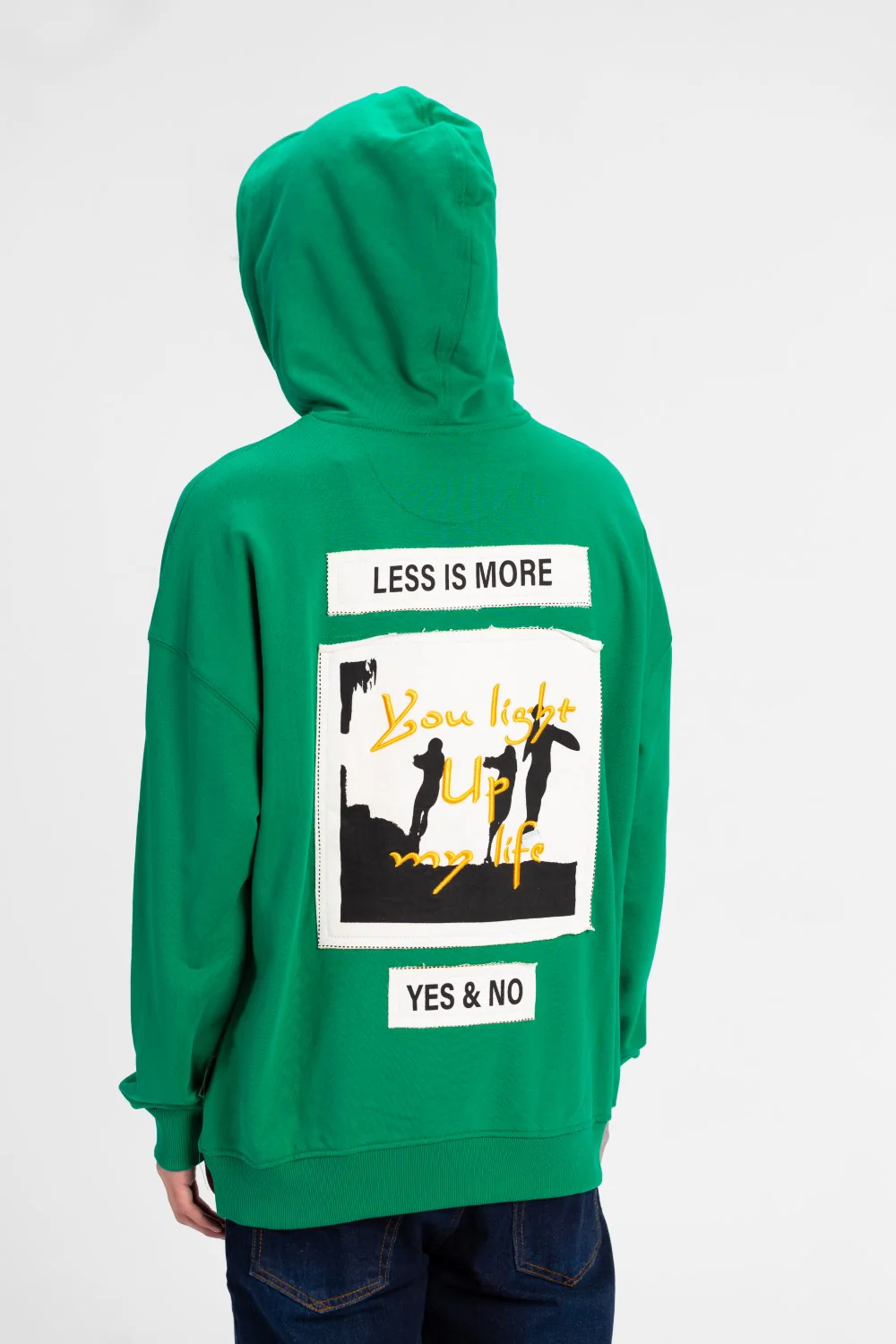 Men's Oversized Yes and No Print Hoodie Sweatshirt - Image 6