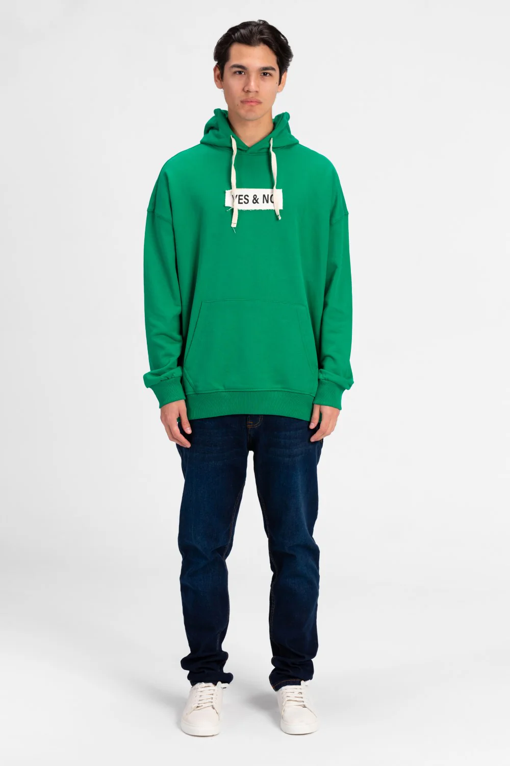 Men's Oversized Yes and No Print Hoodie Sweatshirt - Image 8