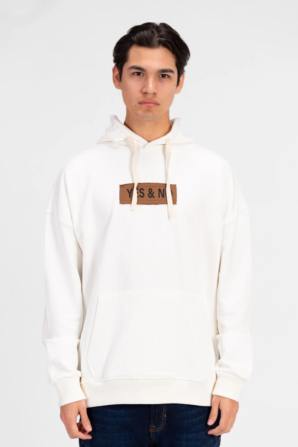 Men's Oversized Yes and No Print Hoodie Sweatshirt - Image 9