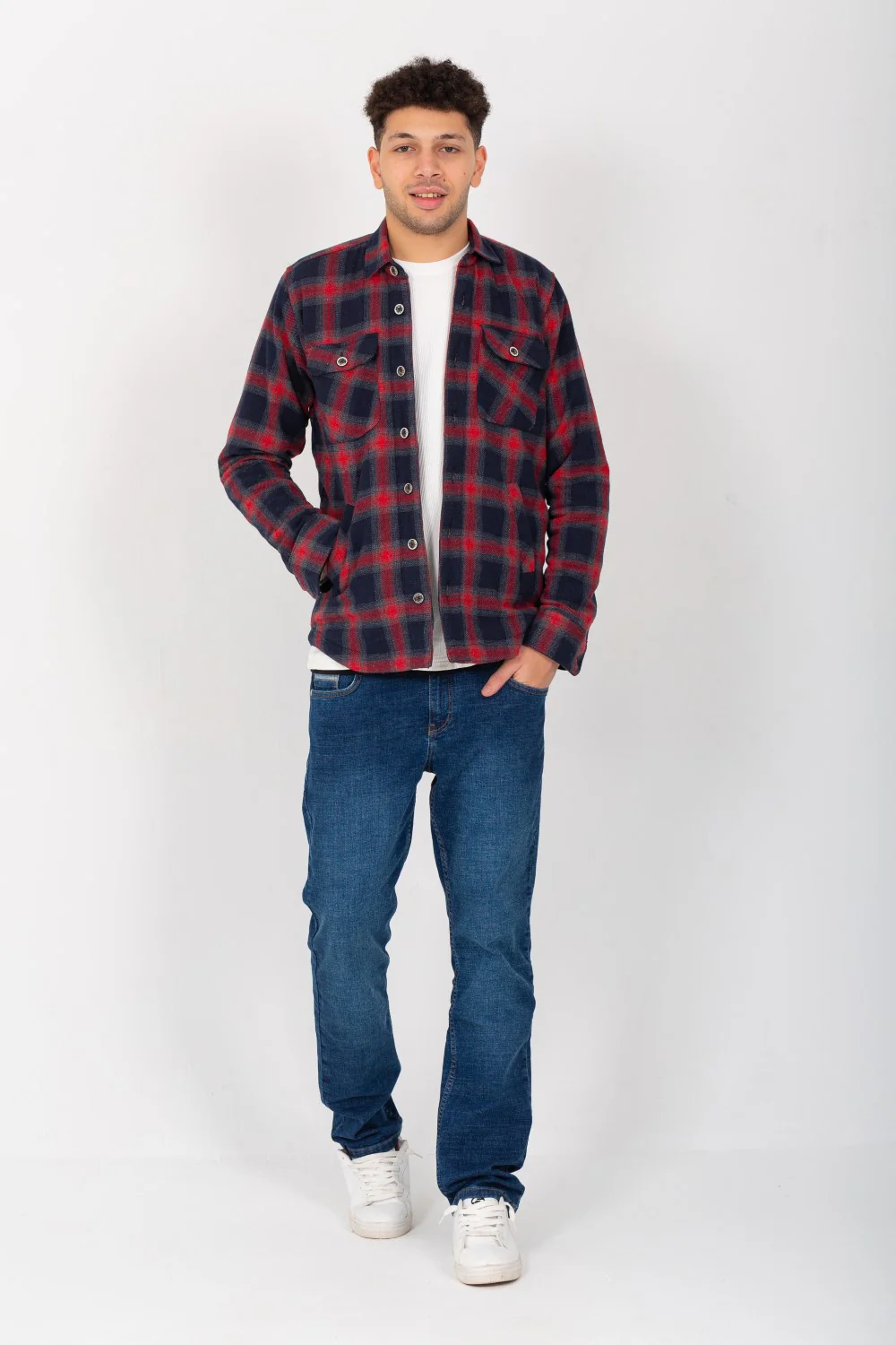 Men's Padded Checked Regular Fit With Two Front Pockets Shirt