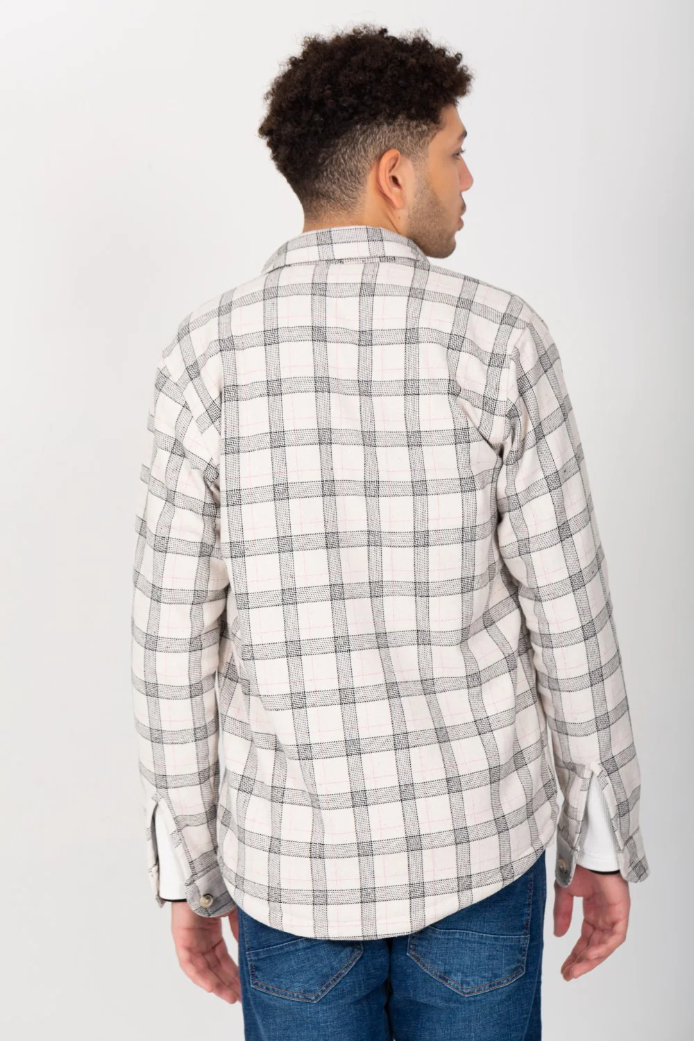 Men's Padded Fur Checked Regular Fit With Two Front Pockets Shirt - Image 2