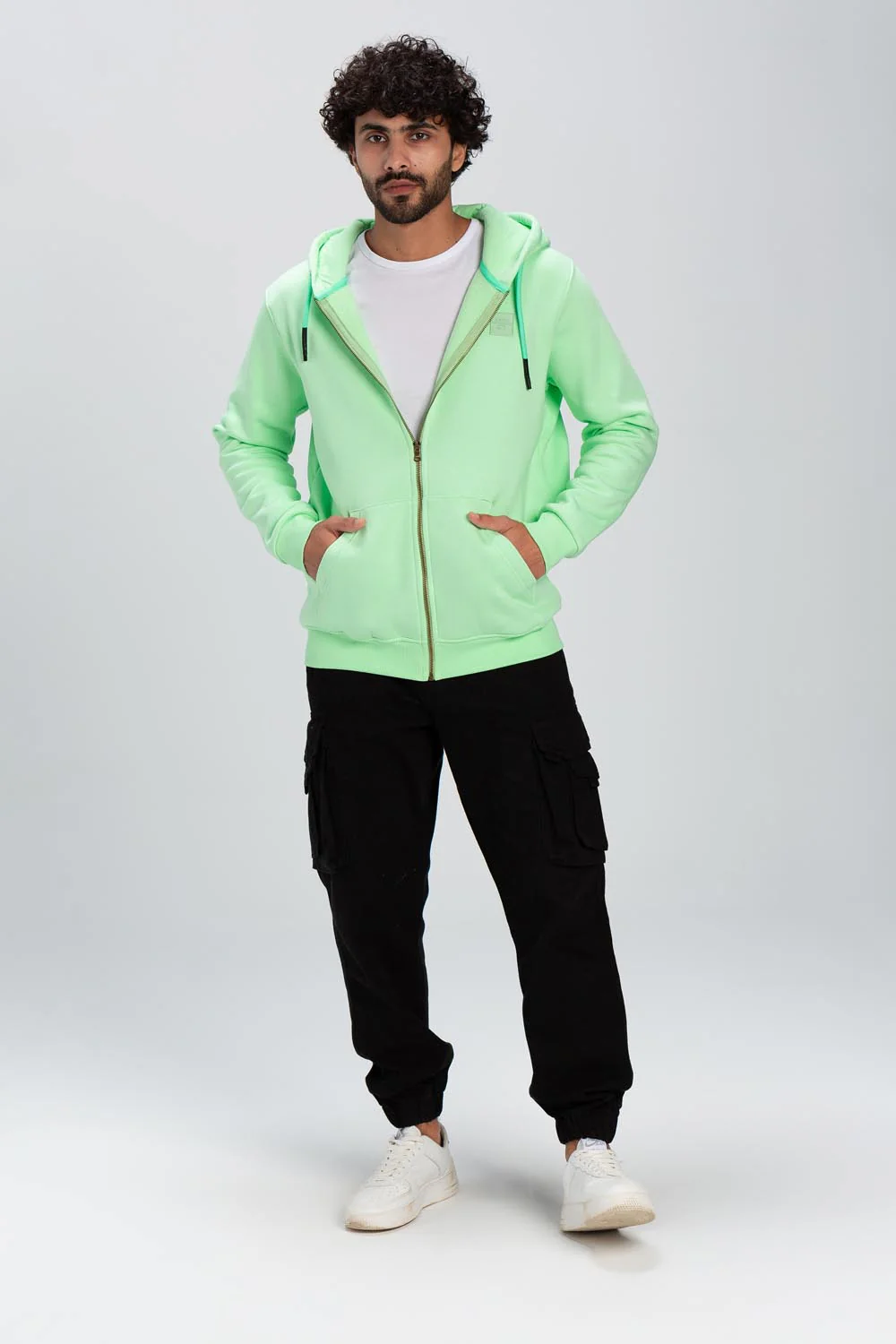 Men's Padded Hooded Full Zipper Made Of Soft Melton Basic Sweatshirt - Image 3