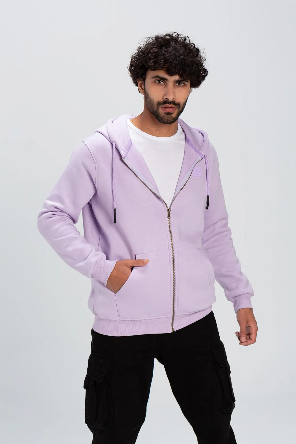 Men's Padded Hooded Full Zipper Made Of Soft Melton Basic Sweatshirt - Image 6