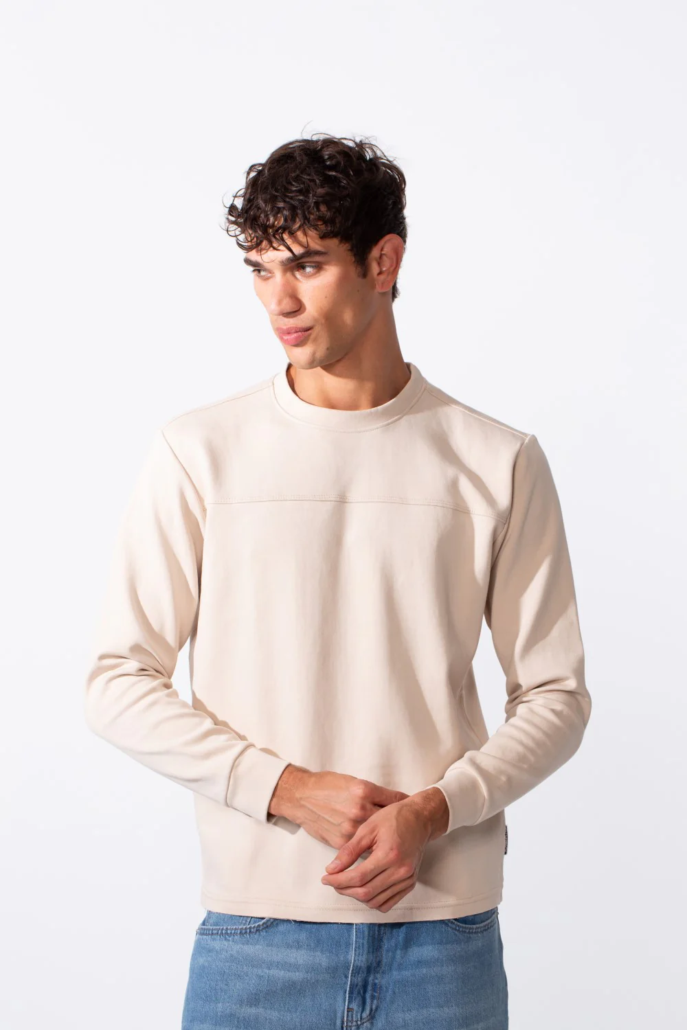 Men's Plain Essential Round Neck Slim Fit Sweatshirt
