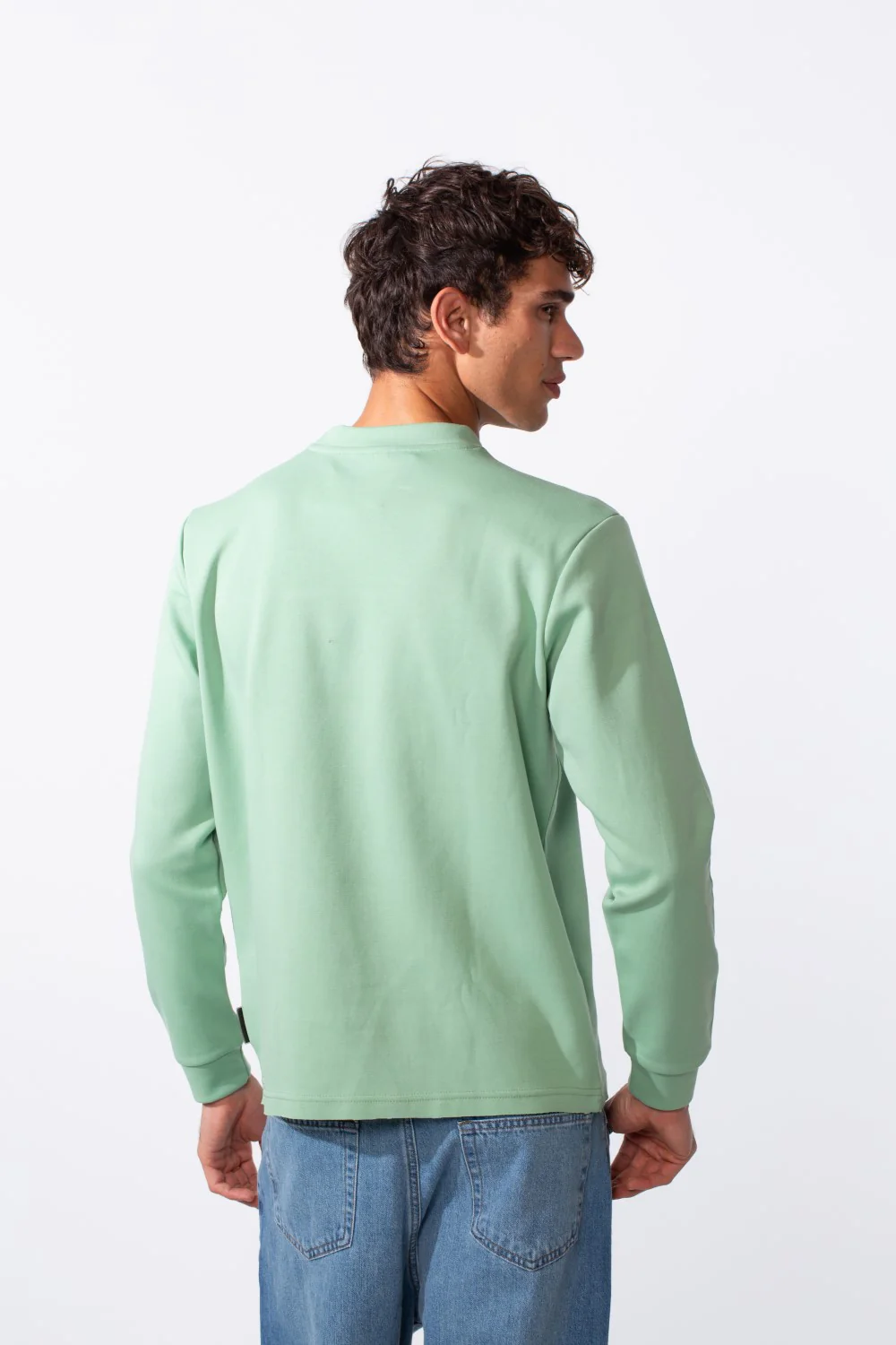 Men's Plain Essential Round Neck Slim Fit Sweatshirt - Image 6