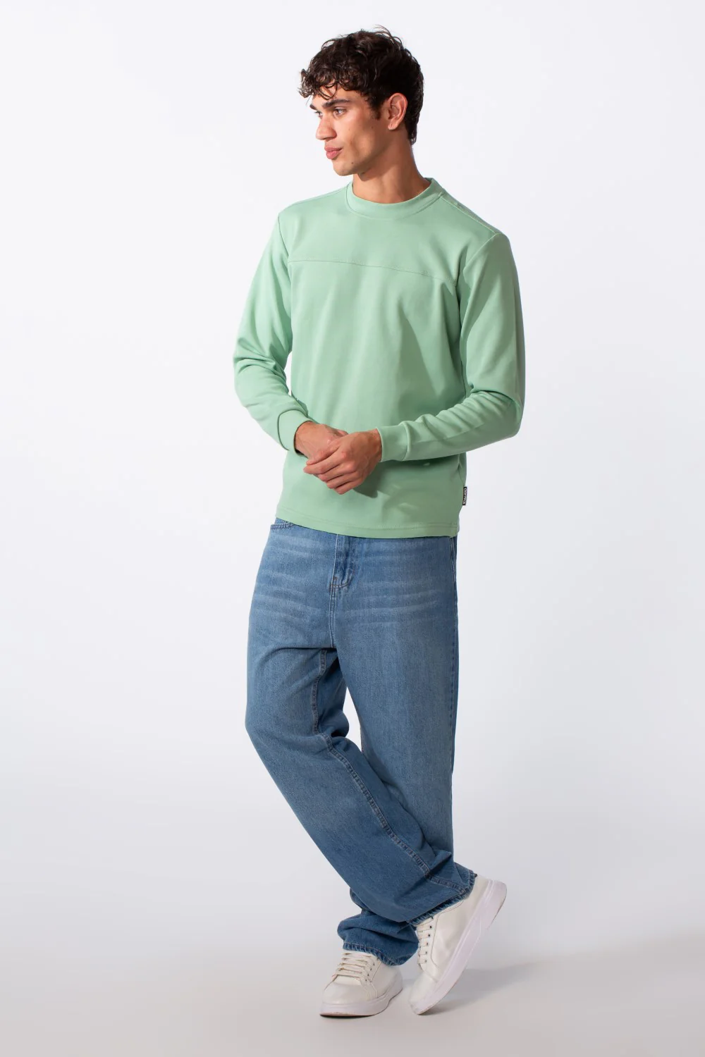 Men's Plain Essential Round Neck Slim Fit Sweatshirt - Image 7
