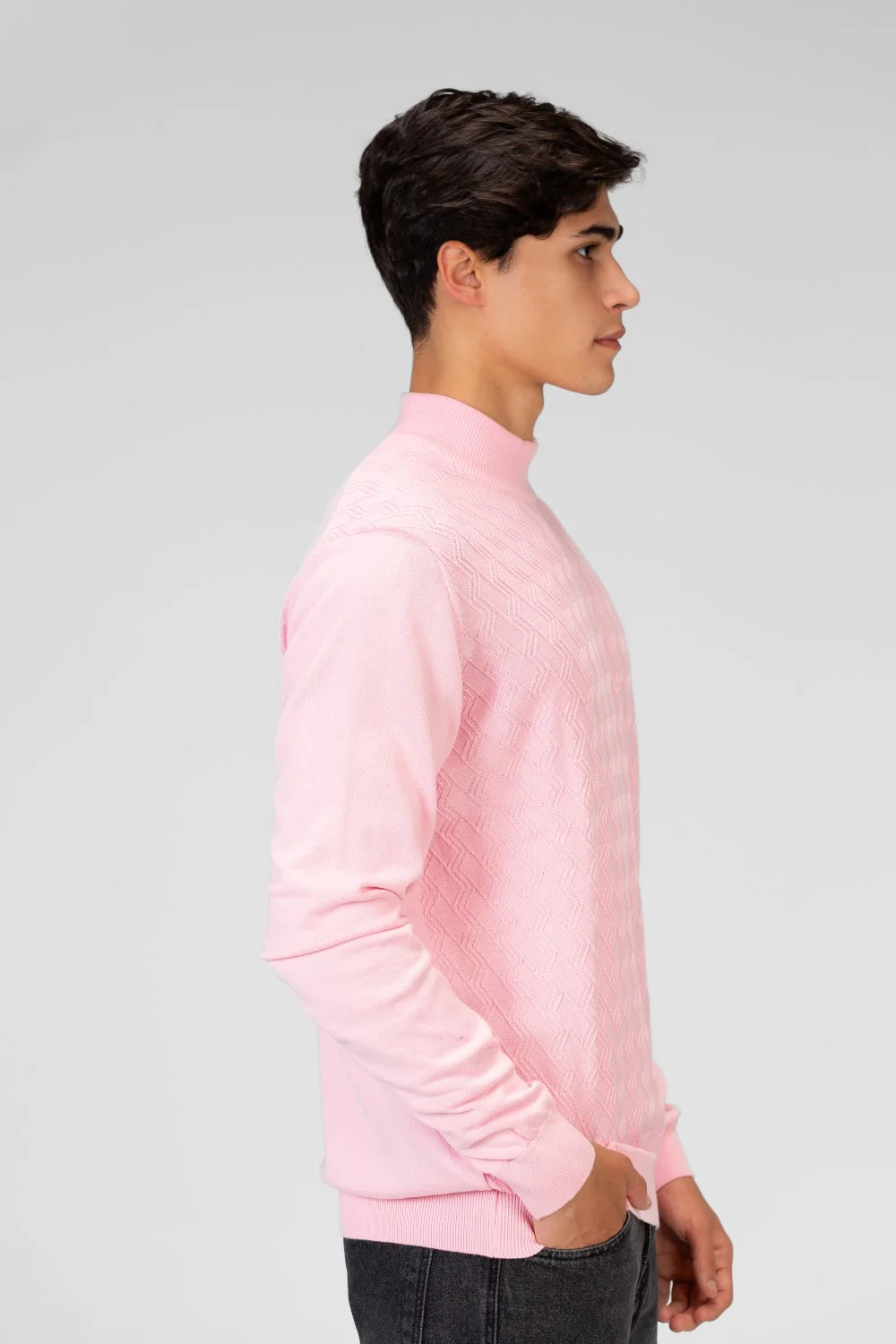 Men's Plain Knitted Cotton Long Sleeved Sweater Pullover - Image 11