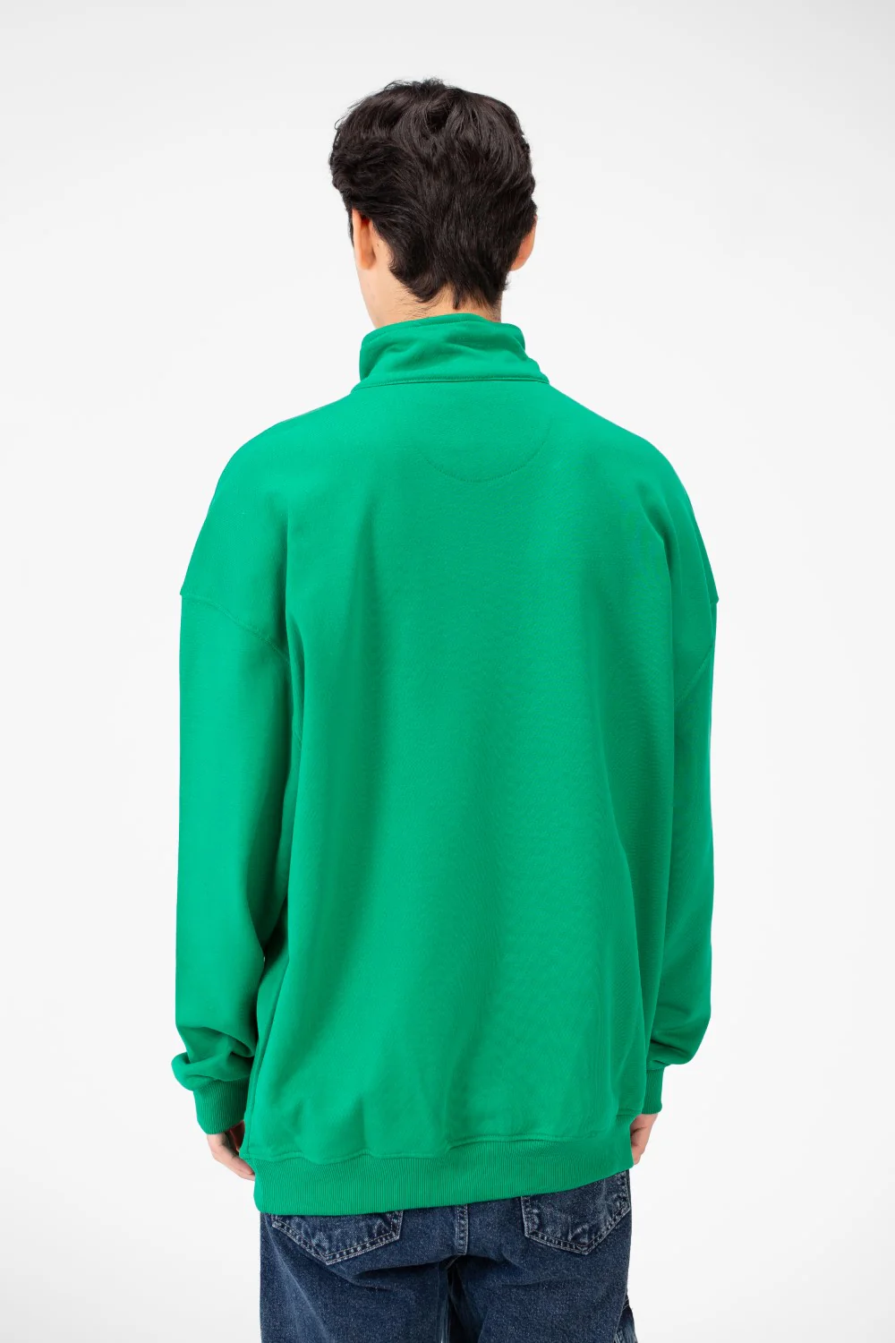 Men's Plain Oversize Sweatshirt With Half Zipper - Image 10