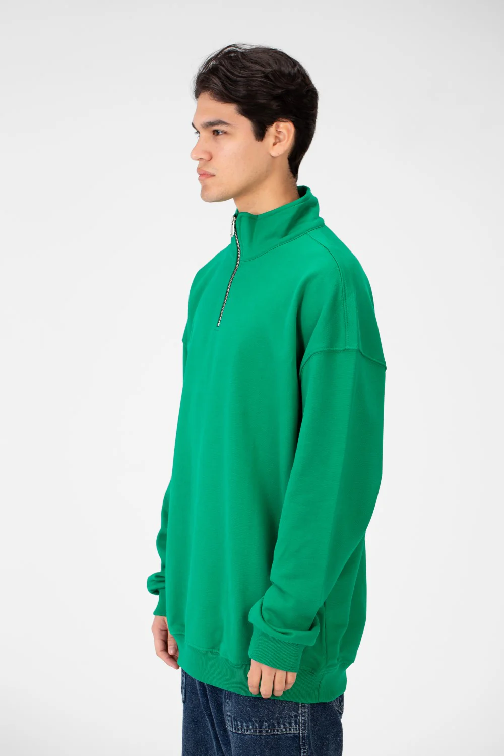 Men's Plain Oversize Sweatshirt With Half Zipper - Image 11
