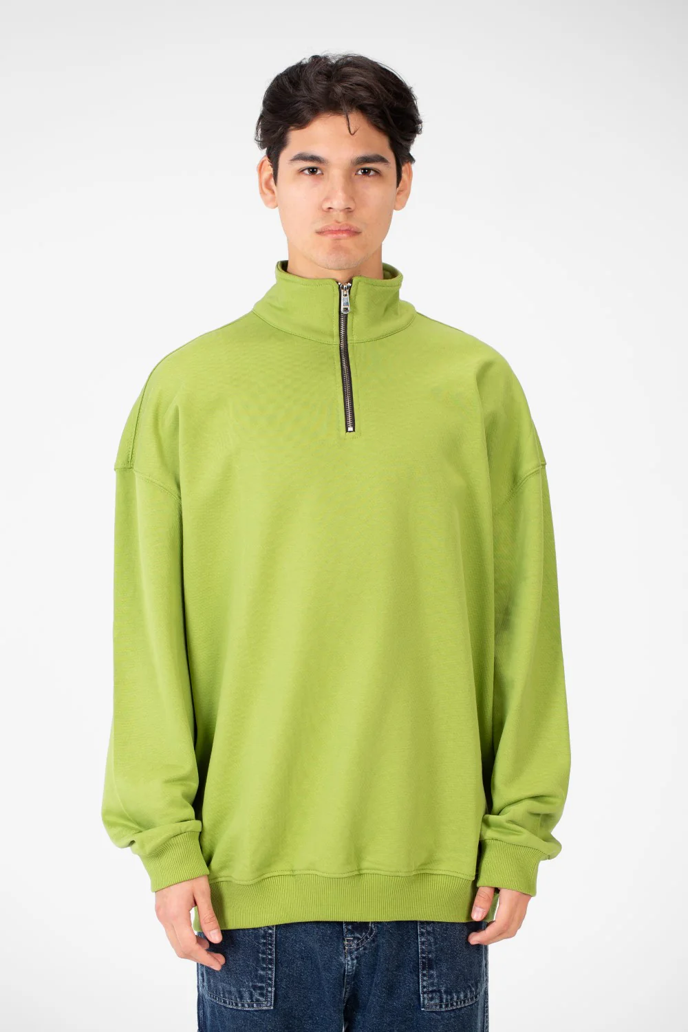 Men's Plain Oversize Sweatshirt With Half Zipper - Image 13