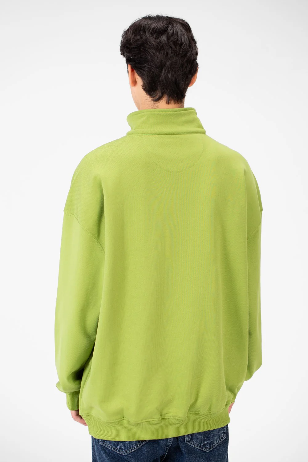Men's Plain Oversize Sweatshirt With Half Zipper - Image 14