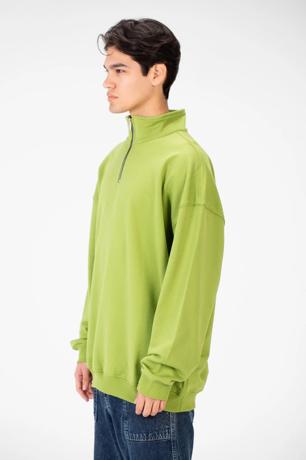 Men's Plain Oversize Sweatshirt With Half Zipper - Image 15