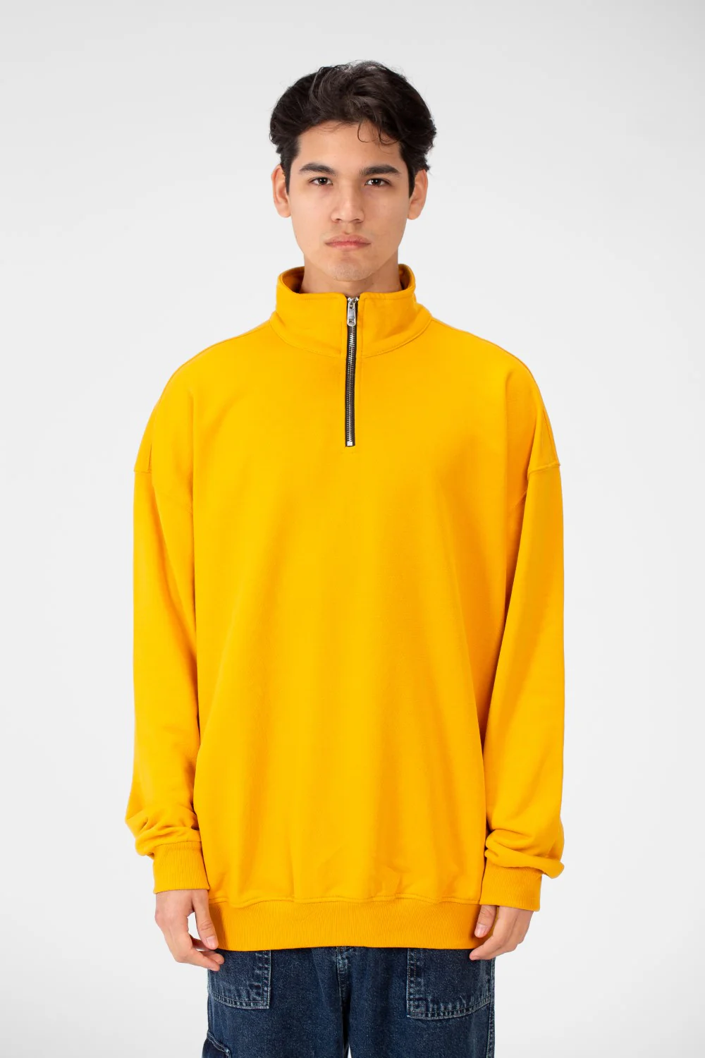 Men's Plain Oversize Sweatshirt With Half Zipper - Image 17