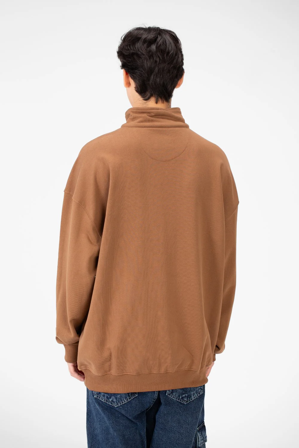 Men's Plain Oversize Sweatshirt With Half Zipper - Image 2