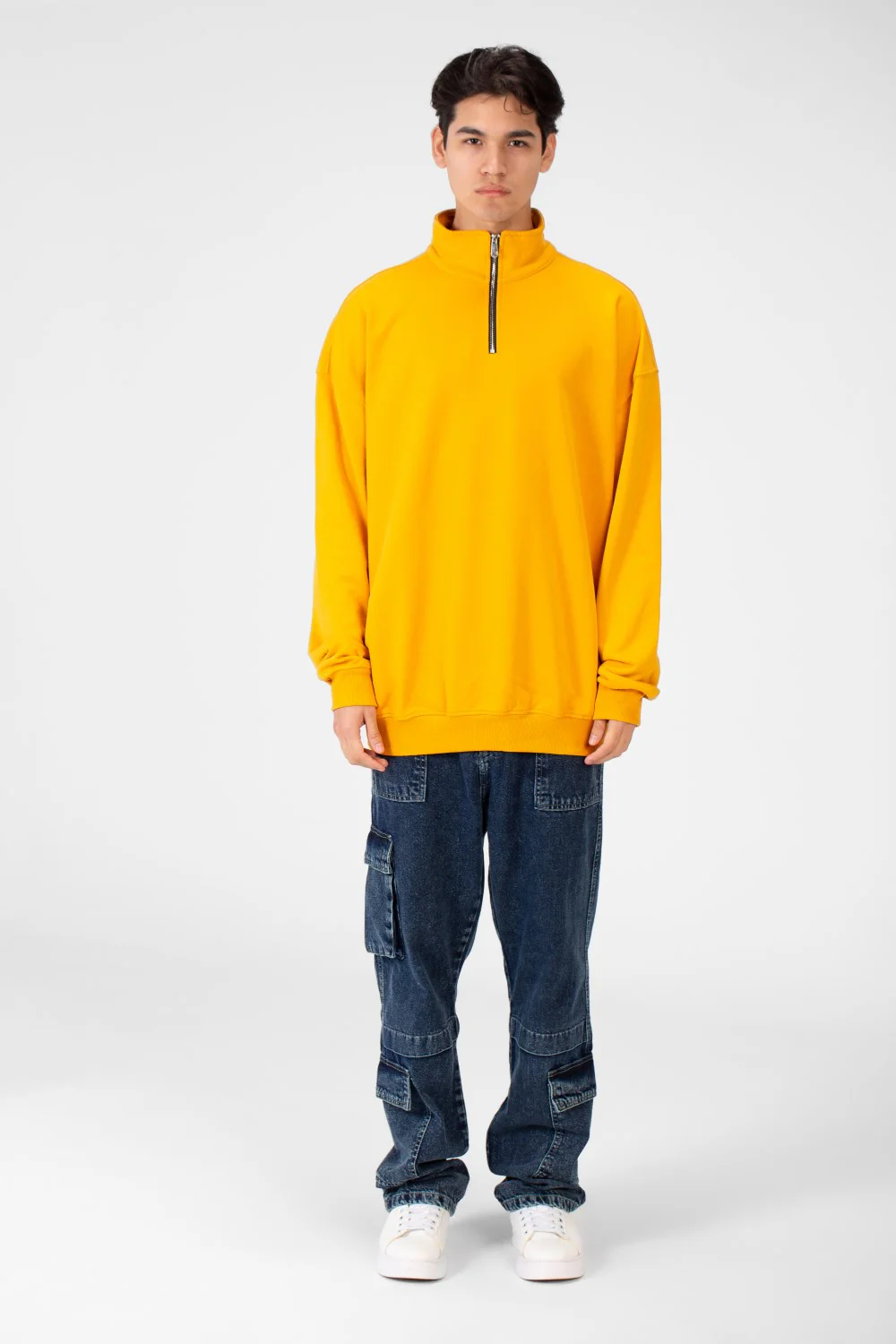 Men's Plain Oversize Sweatshirt With Half Zipper - Image 20